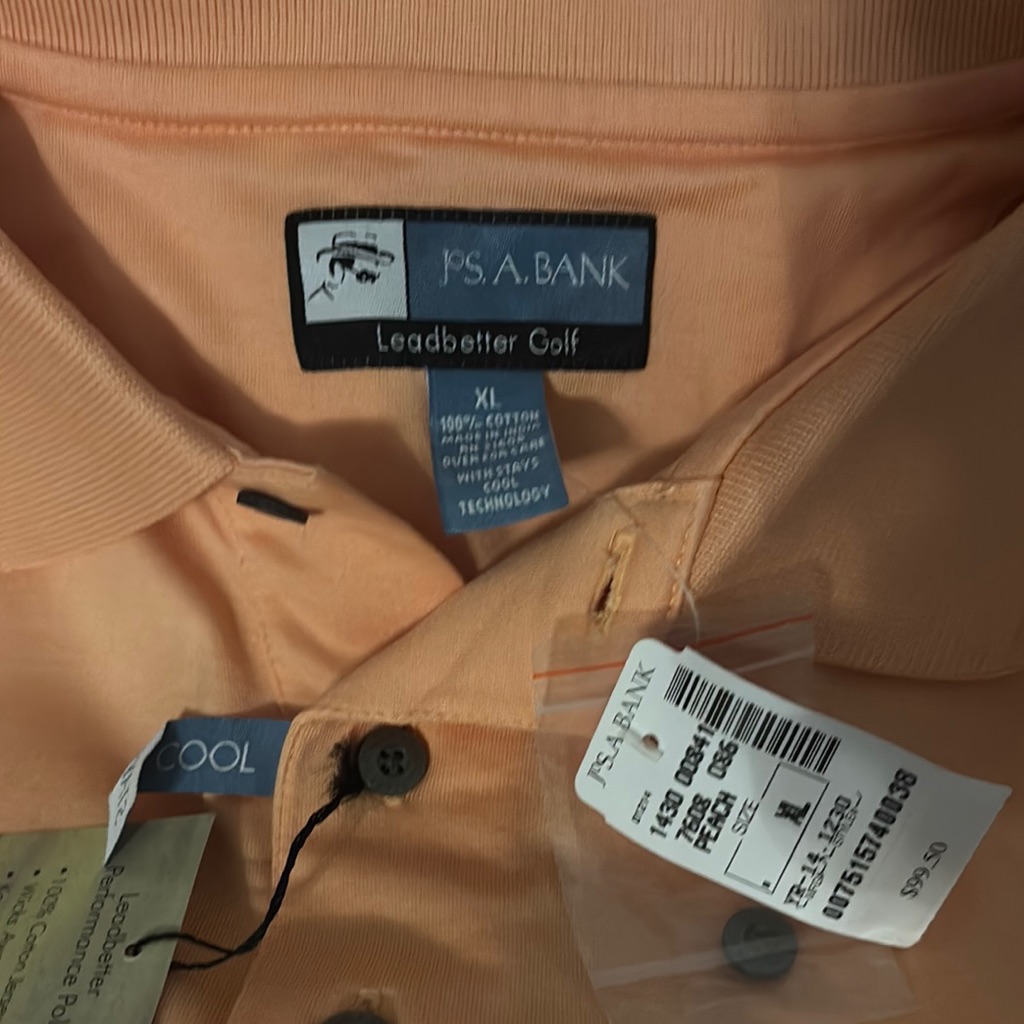 JS A Bank Leadbetter Golf Polo Shirt  Peach
